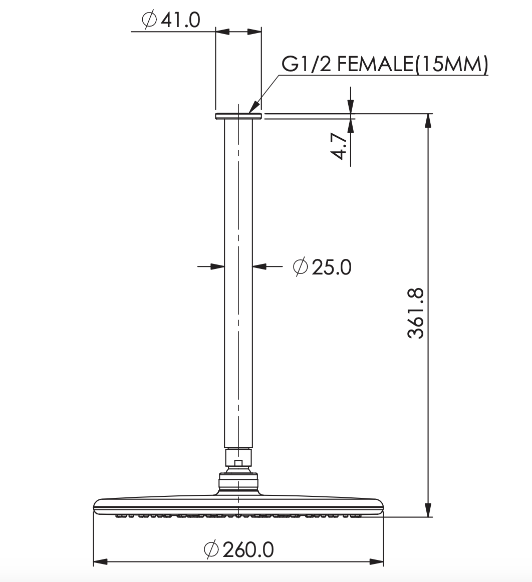 Greens Rocco Ceiling Shower, Chrome, 1850029CP