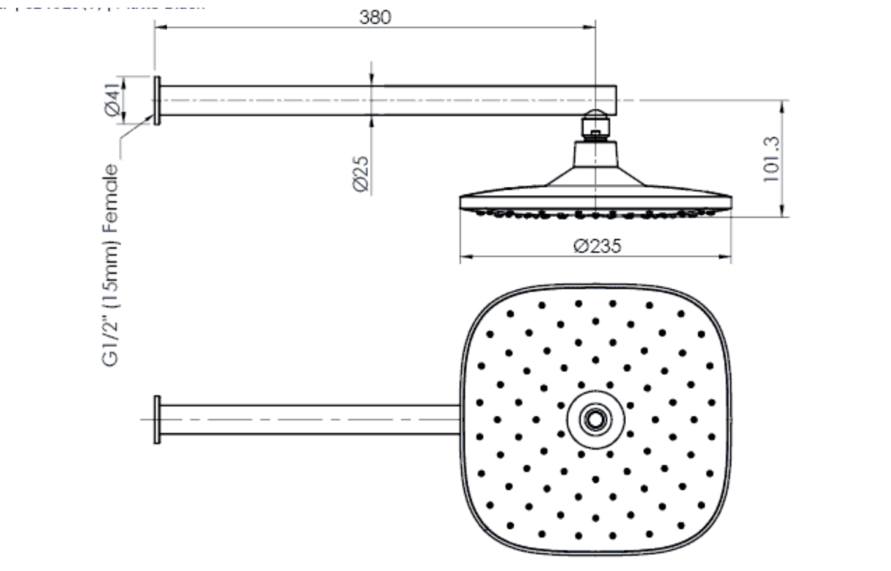 Greens Corban Wall Shower, Matte Black, 193001MB