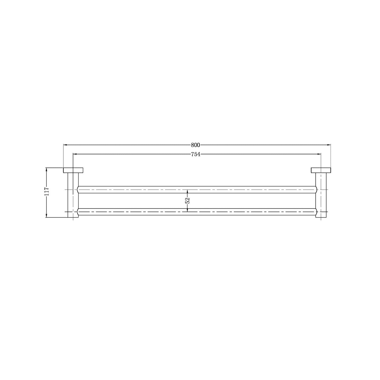 Nero NR1930dGM Mecca Double Towel Rail 800mm - Gunmetal Grey