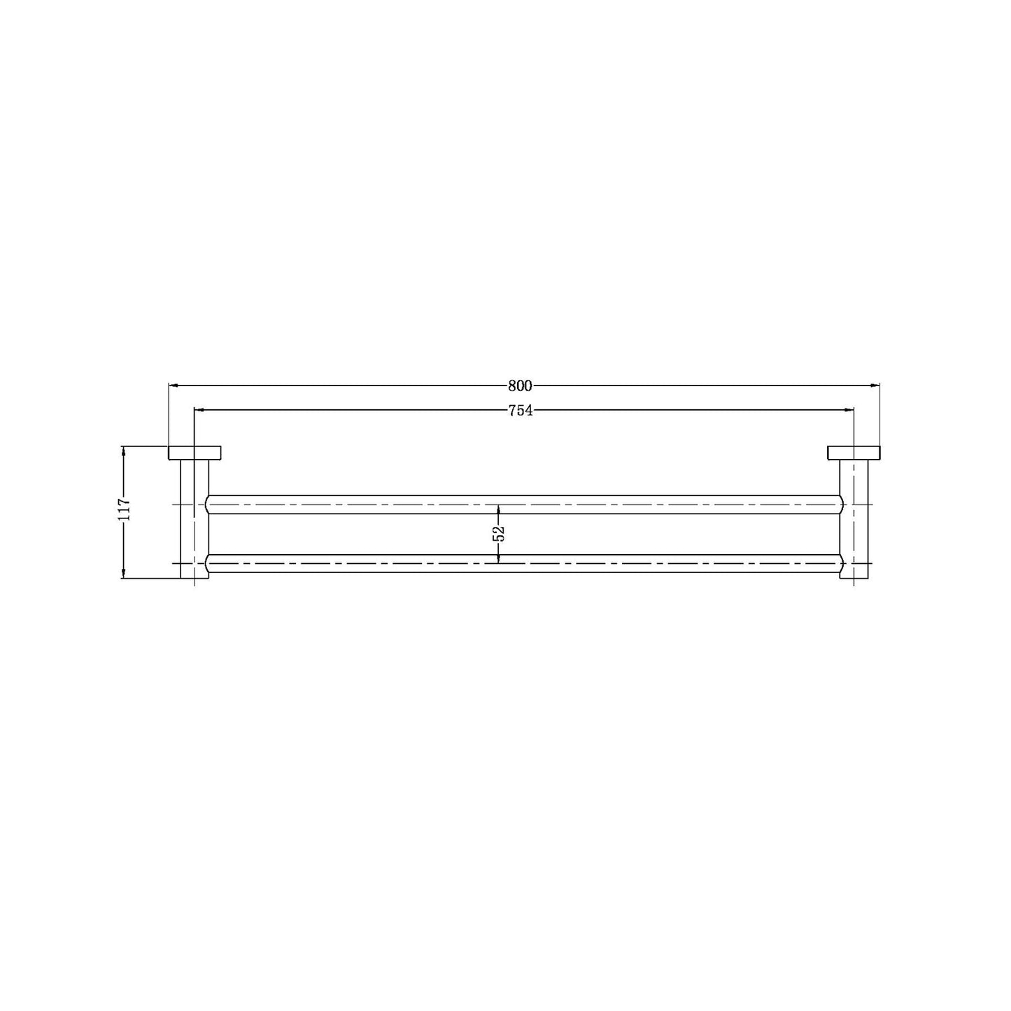 Nero NR1930dMW Mecca Double Towel Rail 800mm - Matte White
