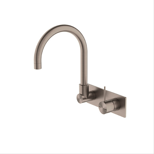 Nero NR221910PBZ Mecca Wall Basin/Bath Mixer Swivel Spout Handle Up - Brushed Bronze
