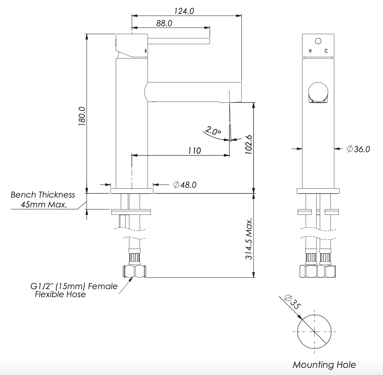 Greens Maci Basin Mixer, PVD Brushed Brass, 21202556
