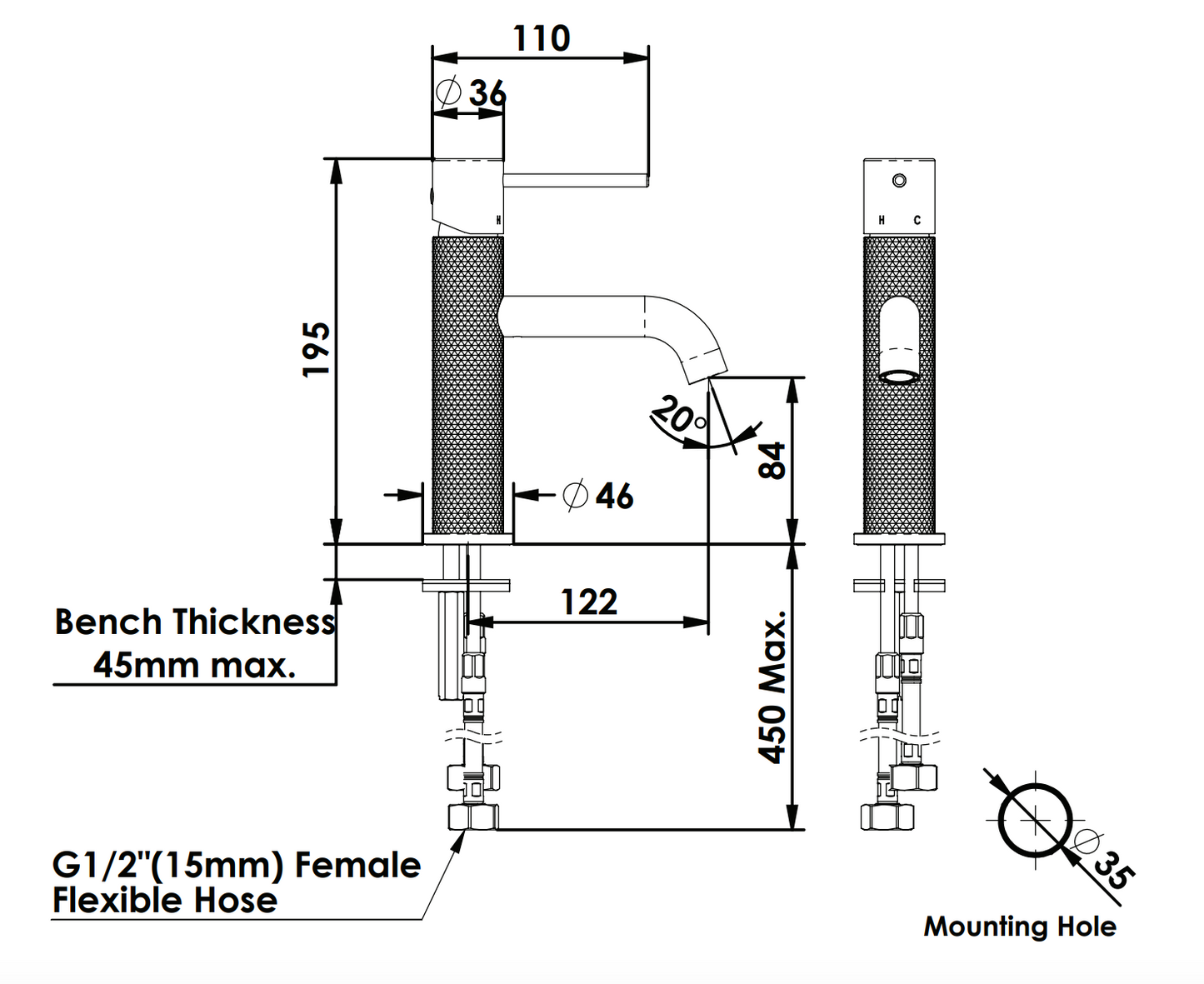 Greens Tesora Basin Mixer, PVD Brushed Nickel, 21302551