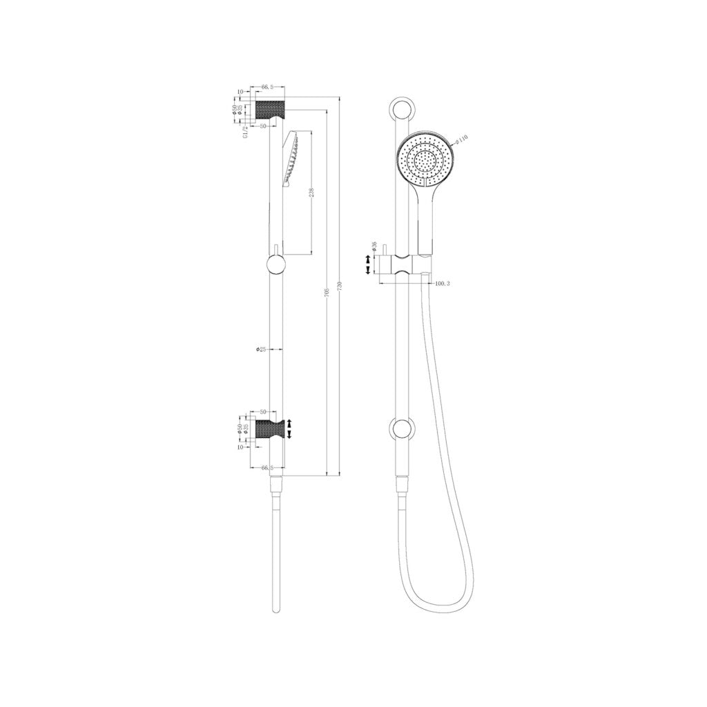 Nero NR251905aBN Opal Rail Shower With Shower - Brushed Nickel