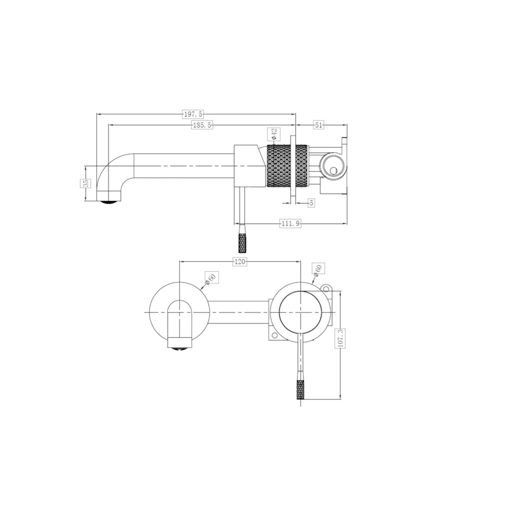 Nero NR251907bBG Opal Wall Basin / Bath Mixer Separate Back Plate - Brushed Gold
