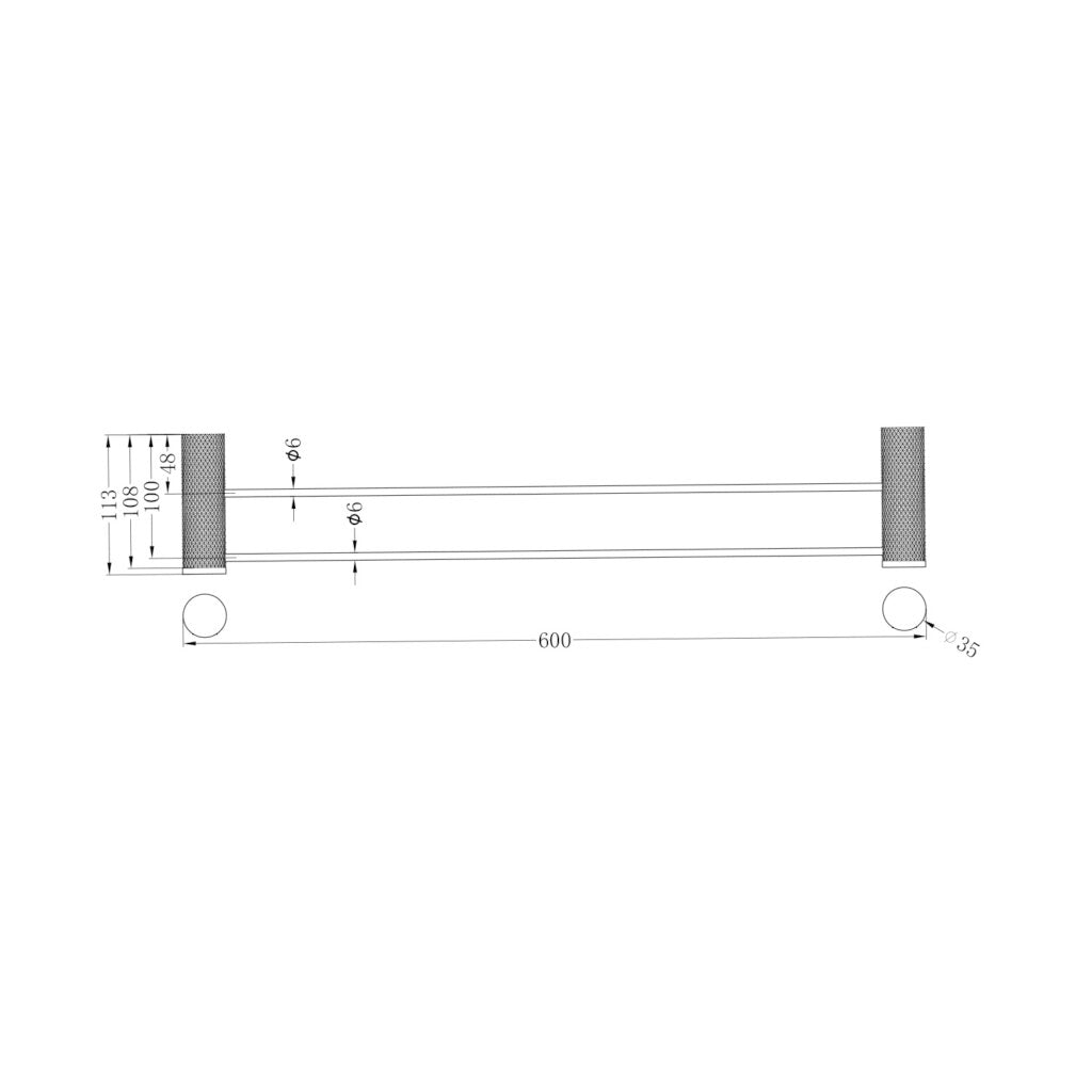 Nero NR2524dBZ Opal Double Towel Rail 600mm - Brushed Bronze