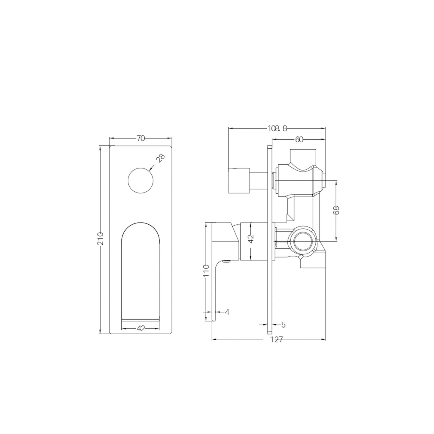 Nero NR321511ACH Bianca Shower / Bath Mixer with Diverter - Chrome