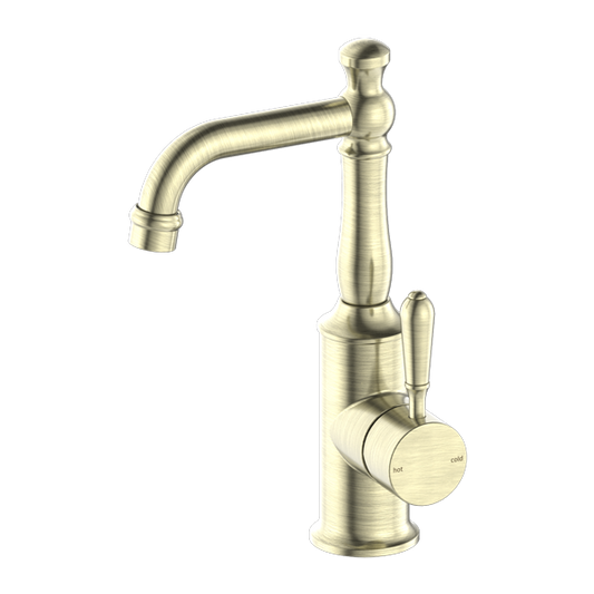 Nero York Basin Mixer Spout - Aged Brass