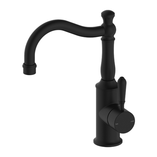 Nero York Basin Mixer Hook Spout - Matte Black