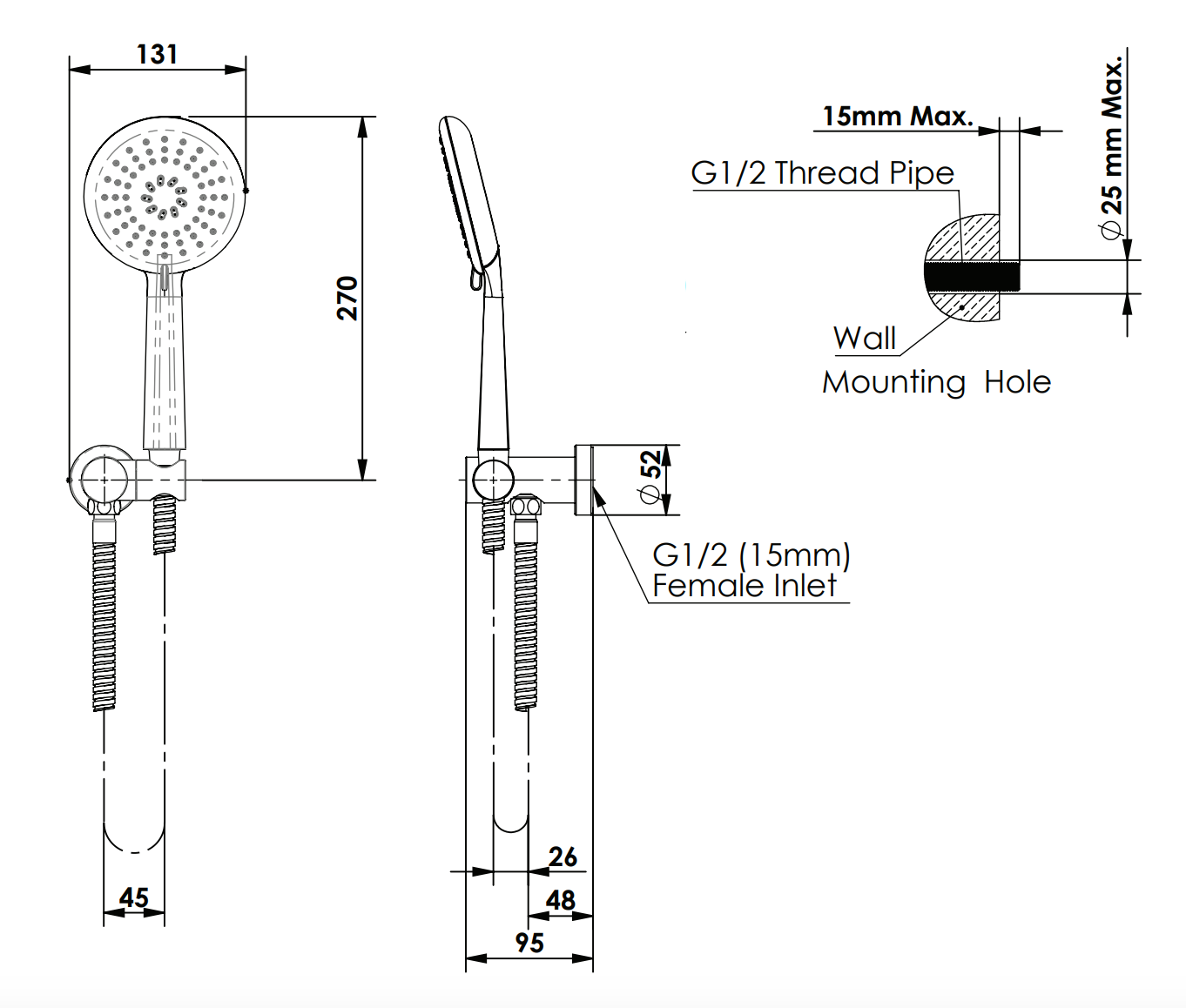 Greens Rocco Hand Shower, PVD Gunmetal, 90405280GM