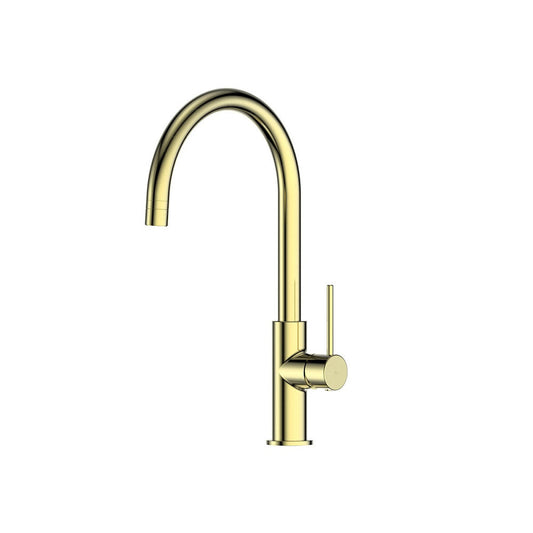 Greens Maci Gooseneck Sink Mixer, PVD Brushed Brass, 21202546