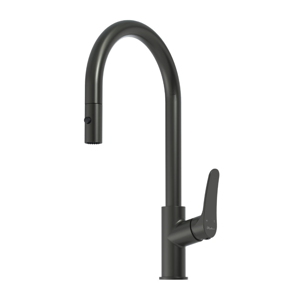 Oliveri Verona Pullout Gooseneck Sink Mixer, Gunmetal, VA306505GM-P