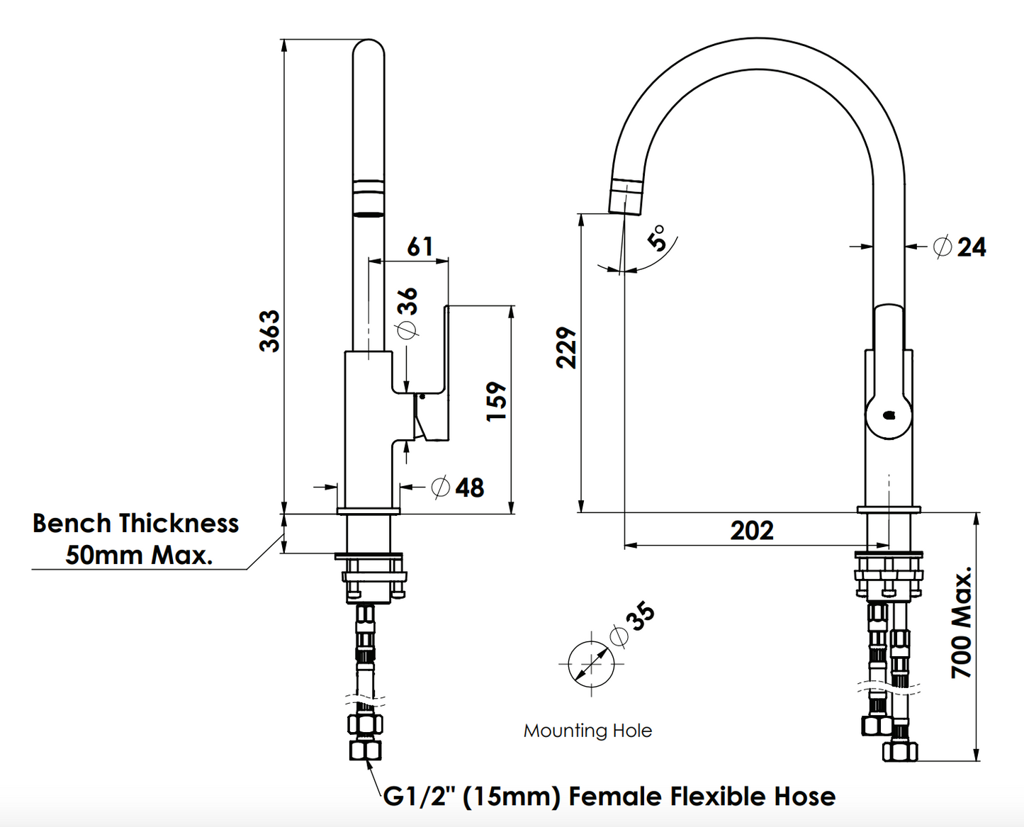 Greens Astro Ii Gooseneck Sink Mixer, Chrome, LF254283CP