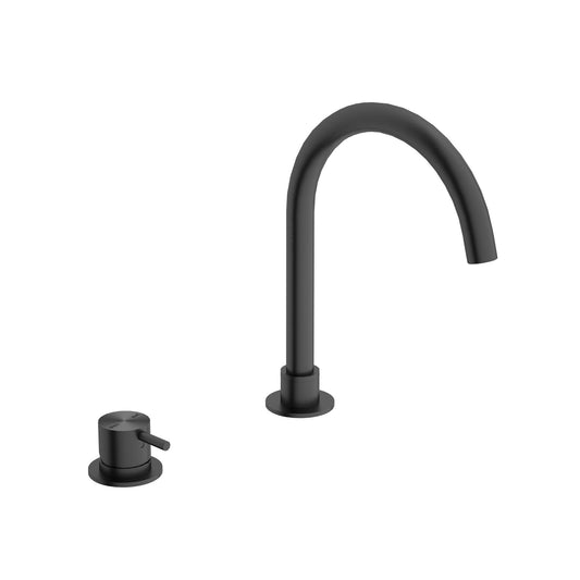 Nero NR221901bGM Mecca Hob Basin Mixer with Round Swivel Spout - Gunmetal Grey