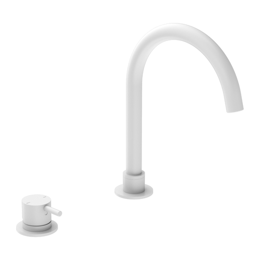 Nero NR221901bMW Mecca Hob Basin Mixer with Round Swivel Spout - Matte White