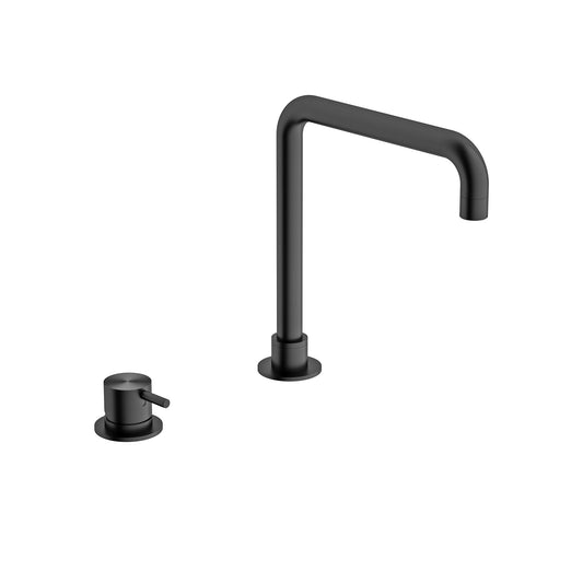 Nero NR221901cGM Mecca Hob Basin Mixer with Square Swivel Spout - Gunmetal Grey