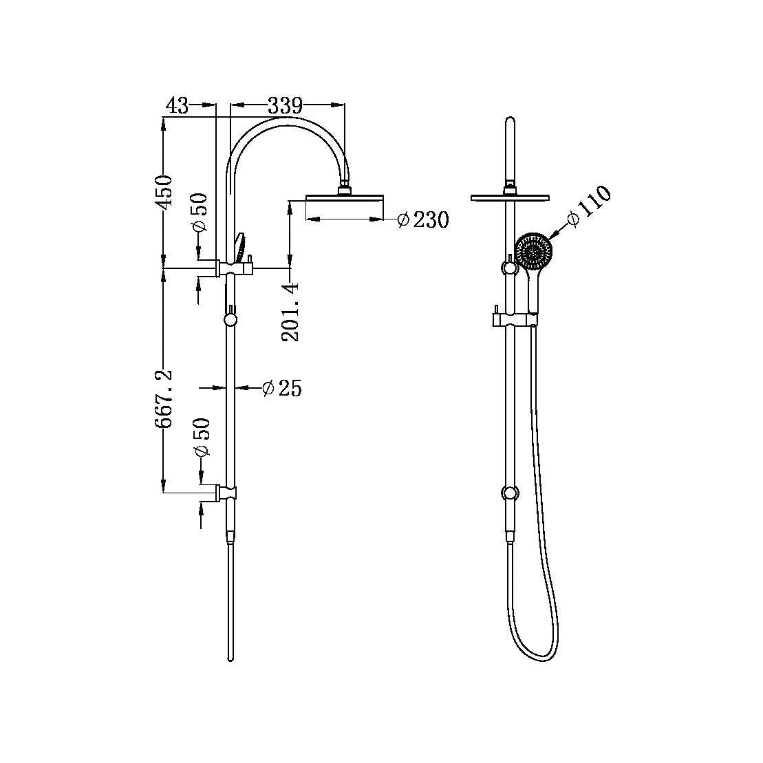 Nero NR221905bBN Mecca Twin Shower with Air Shower - Brushed Nickel