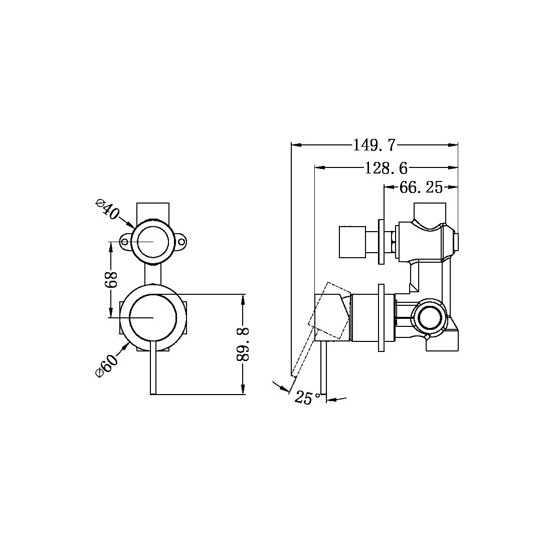 Nero NR221911SBZ Mecca Shower / Bath Diverter Separate Backplate - Brushed Bronze