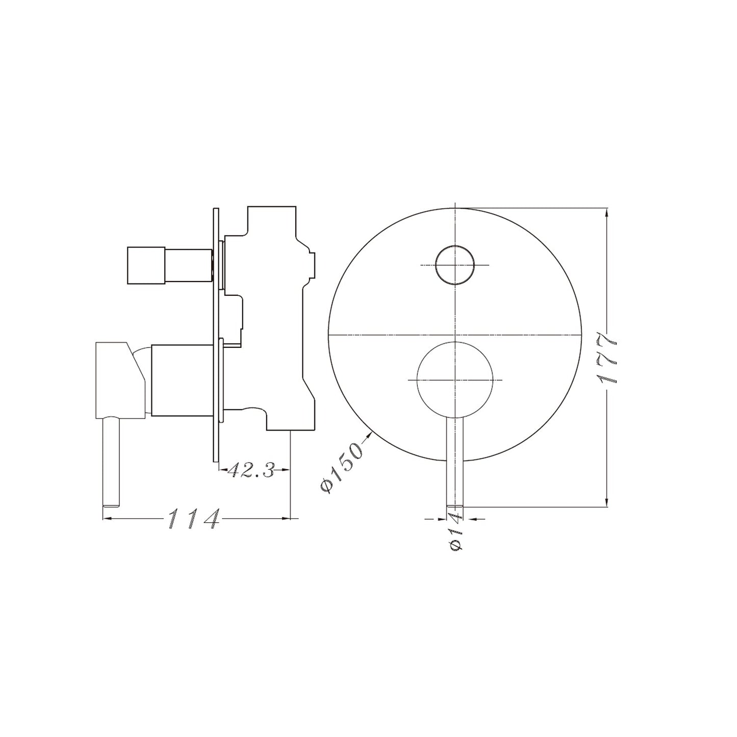 Nero NR250811ACH Dolce Shower/Bath Mixer with Diverter - Chrome