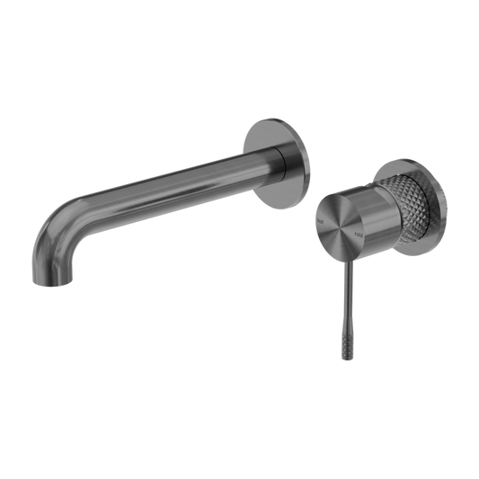 Nero NR251907bGR Opal Wall Basin / Bath Mixer Separate Back Plate - Graphite Gunmetal Grey