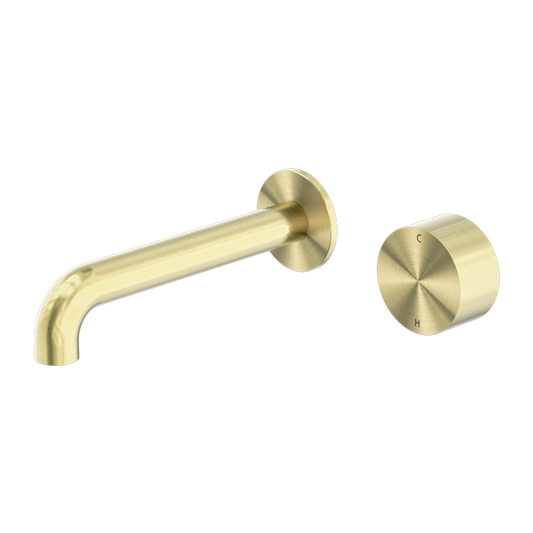 Nero Kara Progressive Wall Basin Mixer Set - Brushed Gold