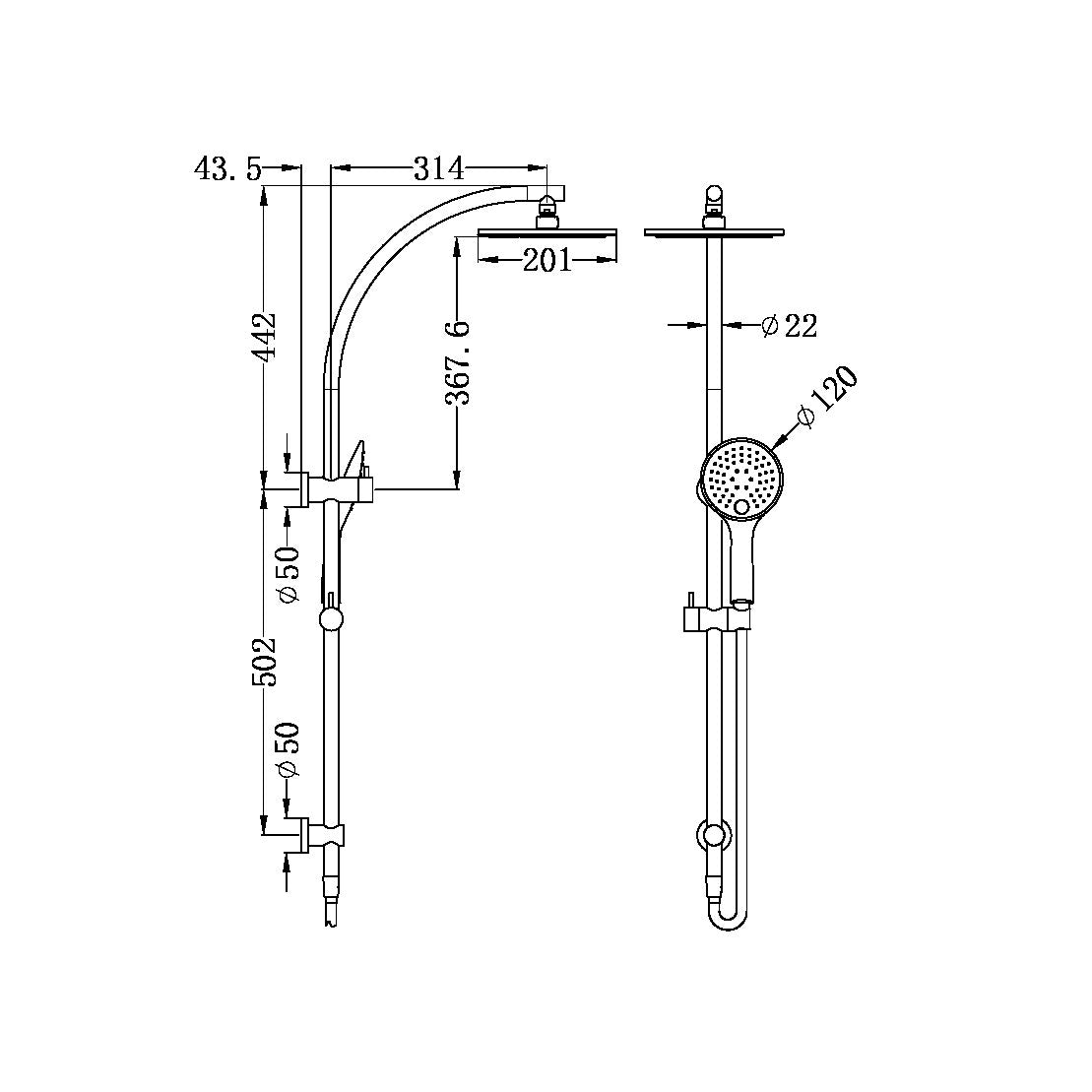 Nero NR280705eGM Dolce Shower Set - Gunmetal Grey