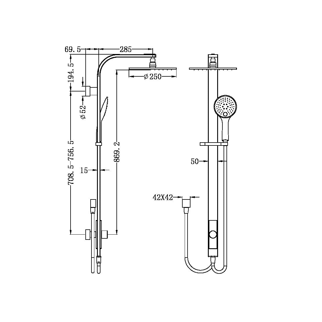 Nero NR281305bCH Astra Rain Round Twin Shower Double Hose Shower - Chrome