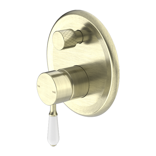 Nero York Shower Mixer With Diverter - Aged Brass