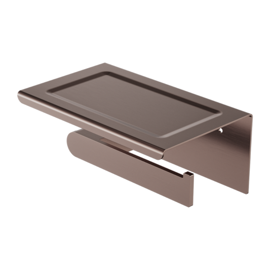 Nero NR9086aBZ Bianca Toilet Roll Holder with Shelf - Brushed Bronze