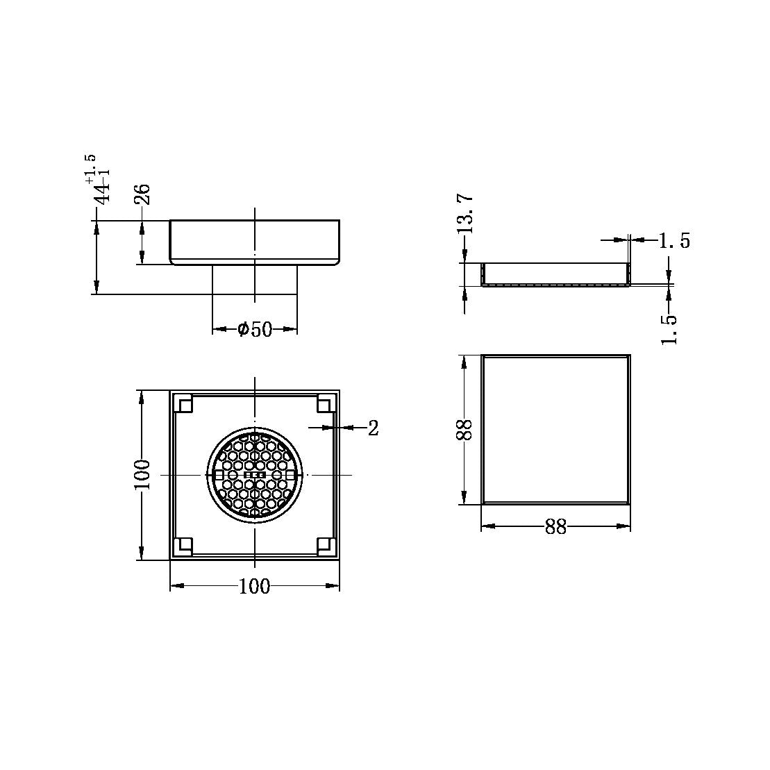 Nero NRFW006BZ Tile Insert Floor Waste 50mm Outlet - Brushed Bronze