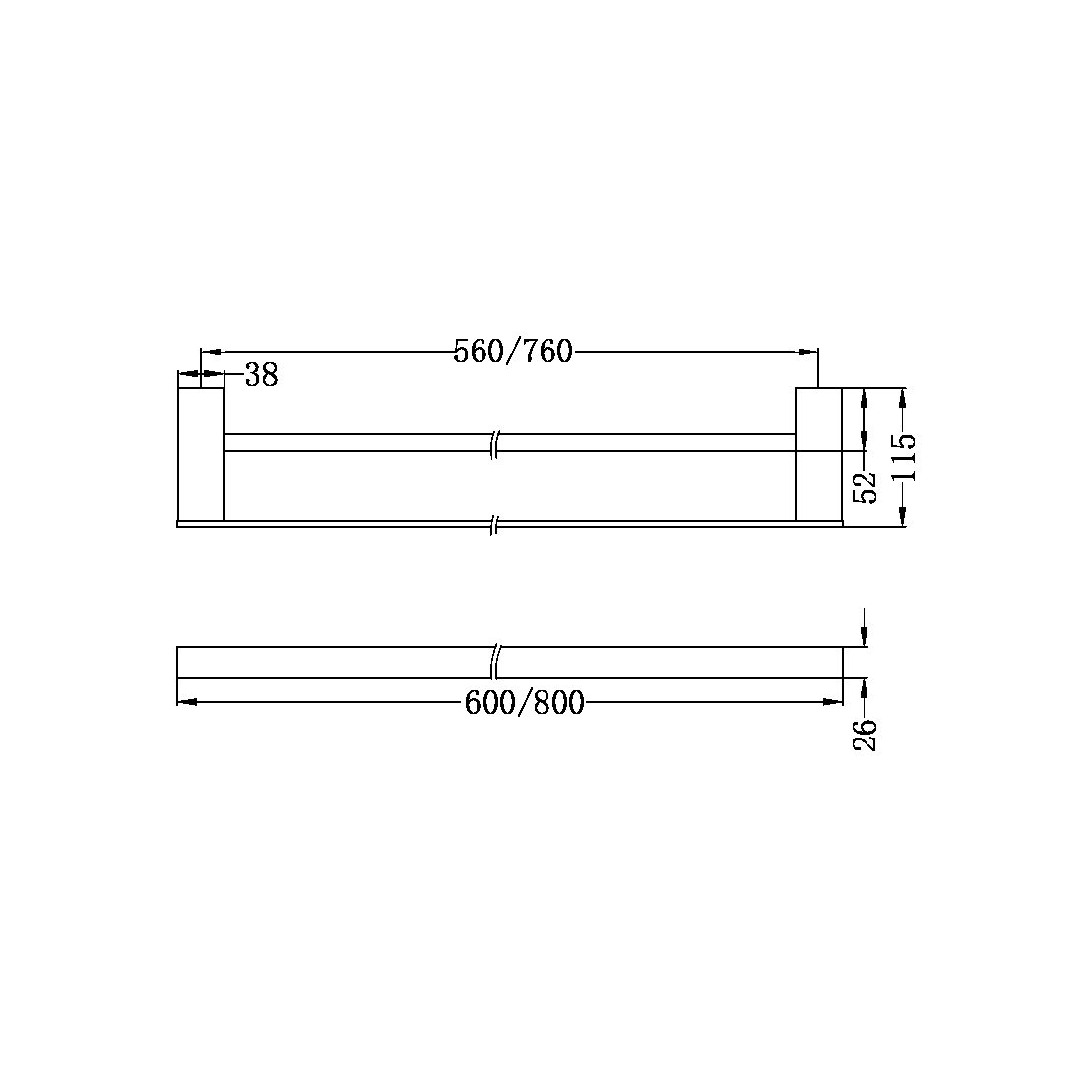 Nero Celia Double Towel Rail - Brushed Nickel