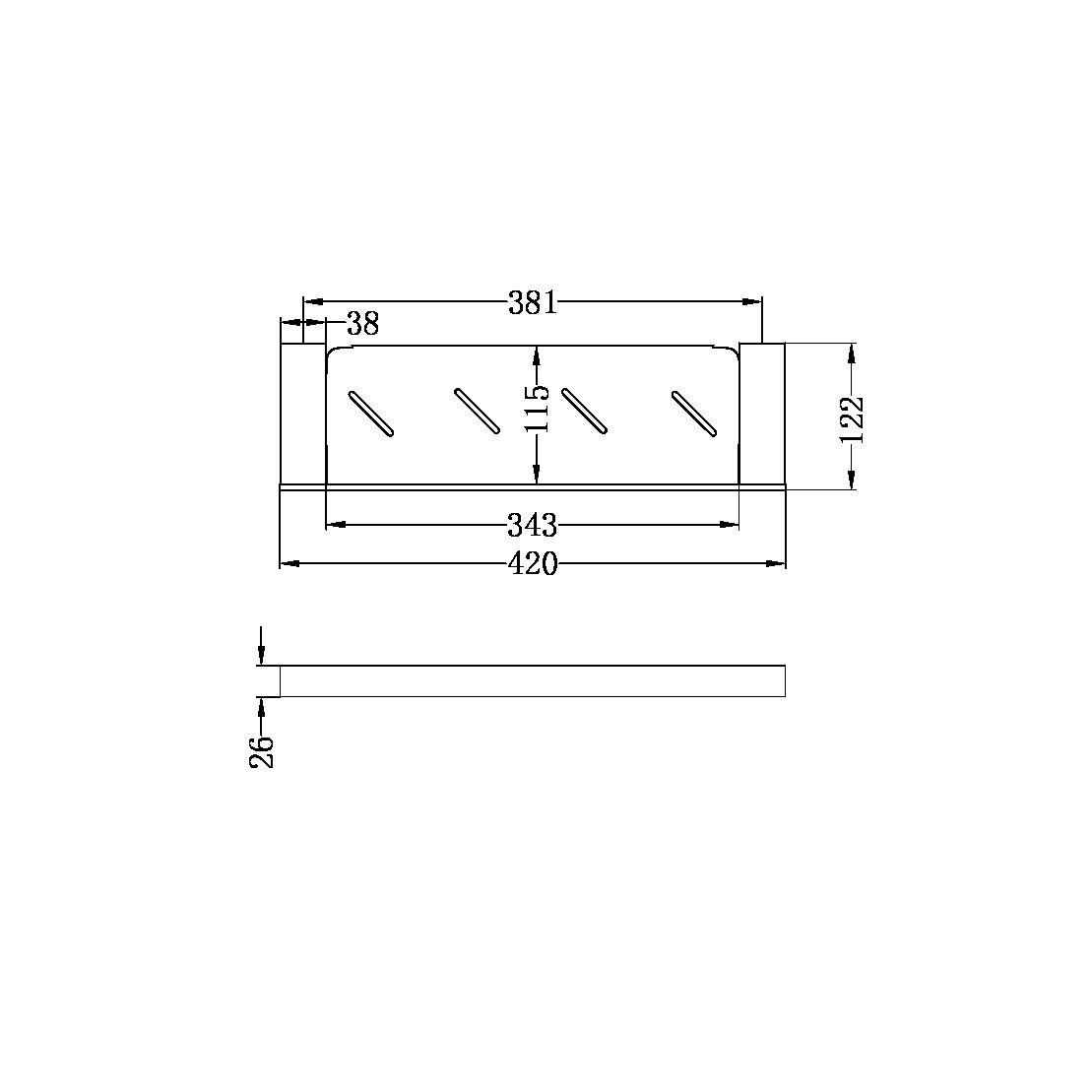 Nero NR4687aCH Celia Metal Shelf - Chrome