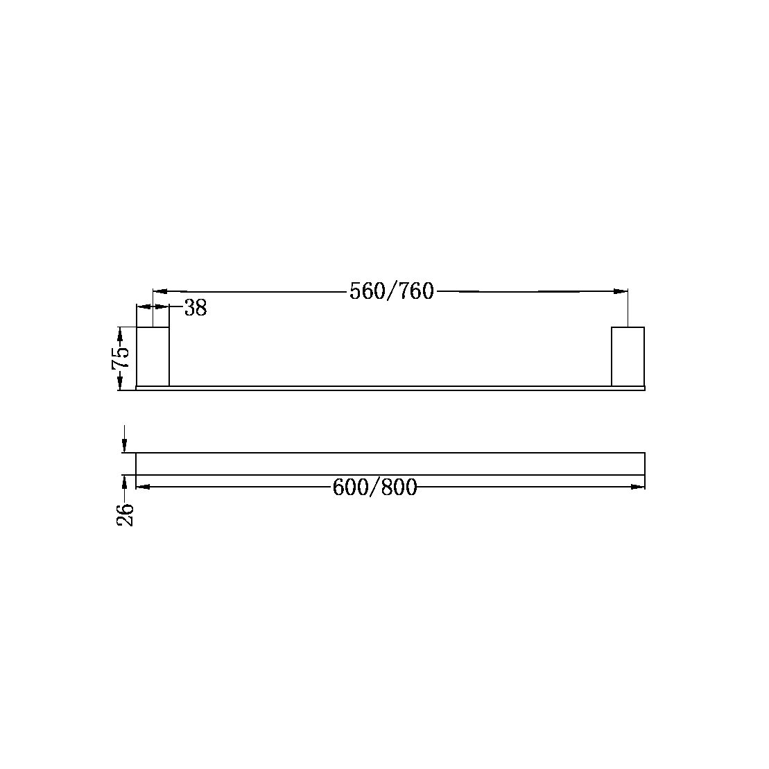 Nero Celia Single Towel Rail - Chrome