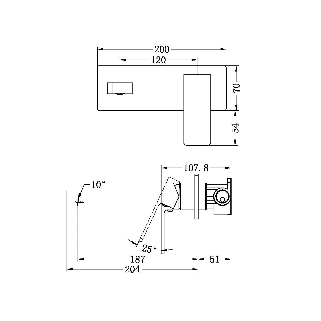 Nero NR301507ABN Celia Wall Basin/Bath Mixer - Brushed Nickel