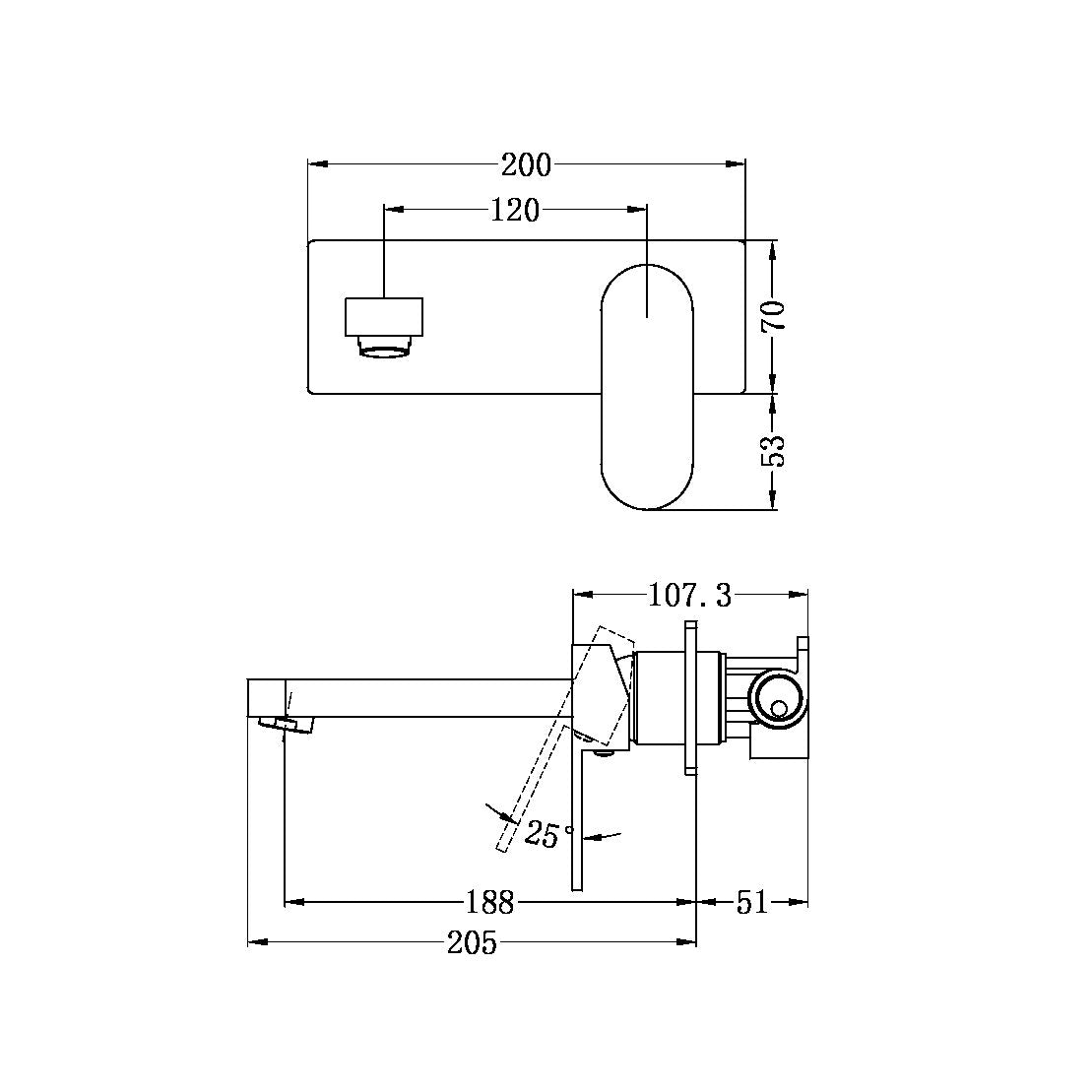 Nero NR301310aMB Ecco Wall Basin/Bath Mixer - Matte Black