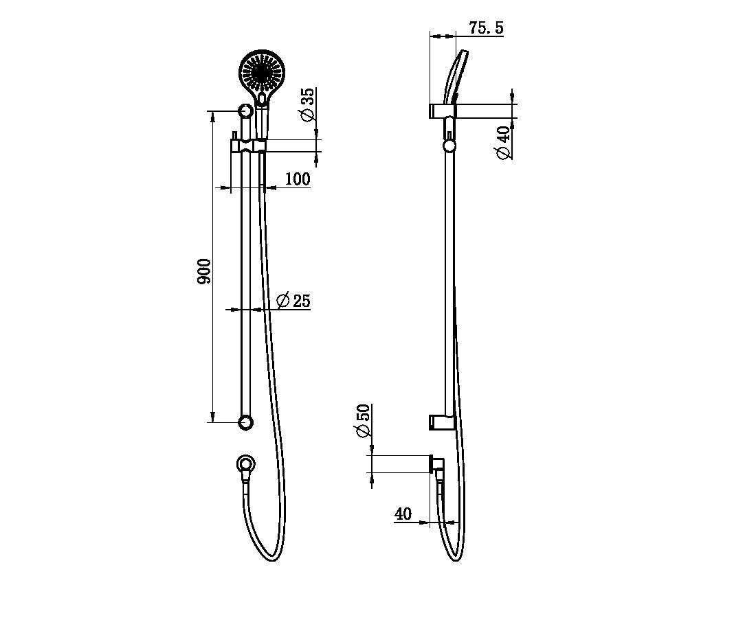 Nero Mecca Care Grab Rail and Adjustable Shower Rail Set - Brushed Bronze