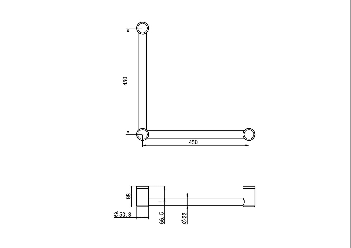 Nero Mecca Care 32mm Ambulant Toilet Grab Rail - Chrome
