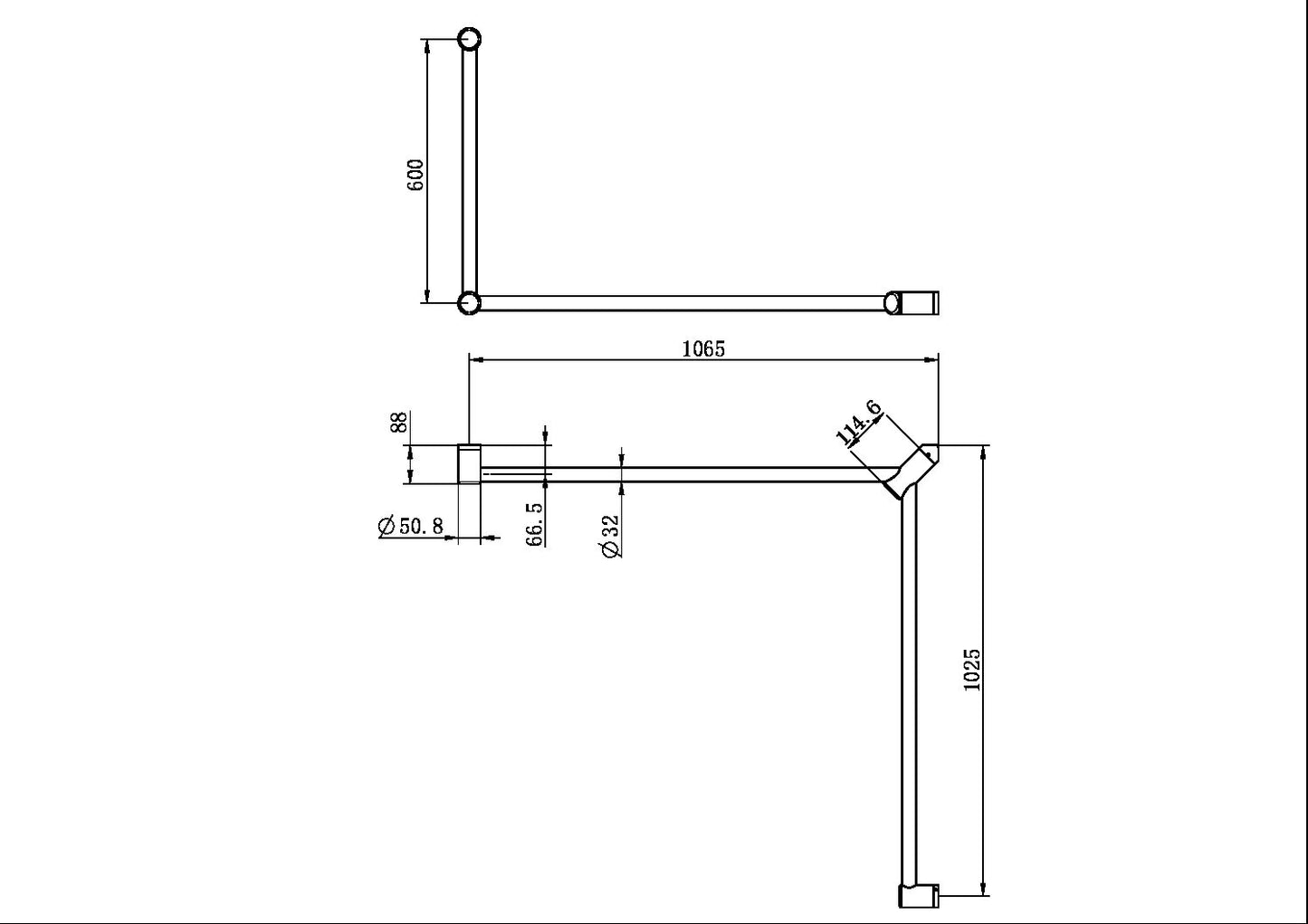 Nero Mecca Care 32mm DDA Toilet Grab Rail Set Continuous - Brushed Gold