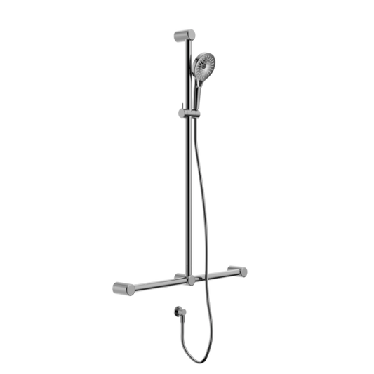 Nero NRCS006CH Mecca Care 32mm T Bar Grab Rail and Adjustable Shower Set - Chrome