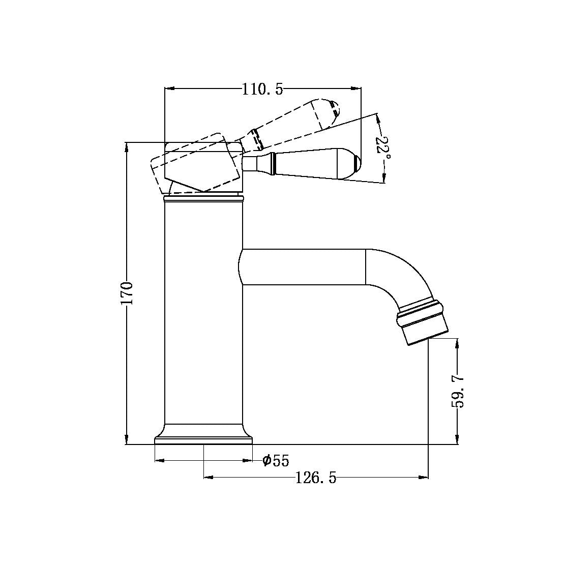 Nero York Straight Basin Mixer - Matte Black