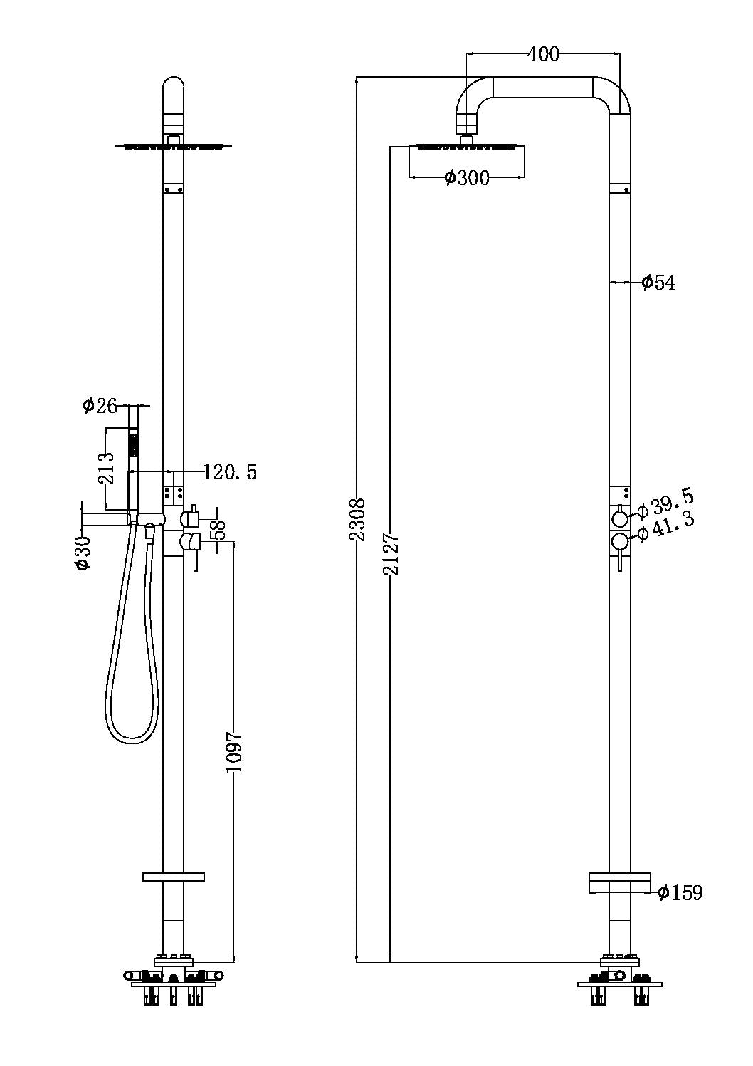 Nero NR162205ABN ZEN SS316L Outdoor Freestanding Shower Column - Brushed Nickel