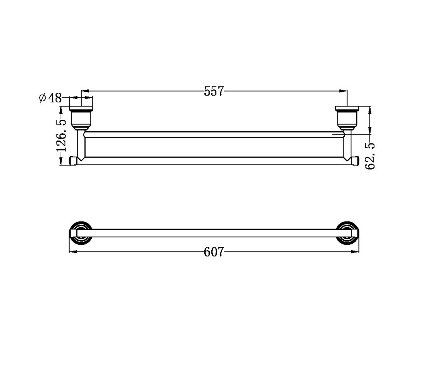 Nero York Towel Rail 600mm - Matte Black