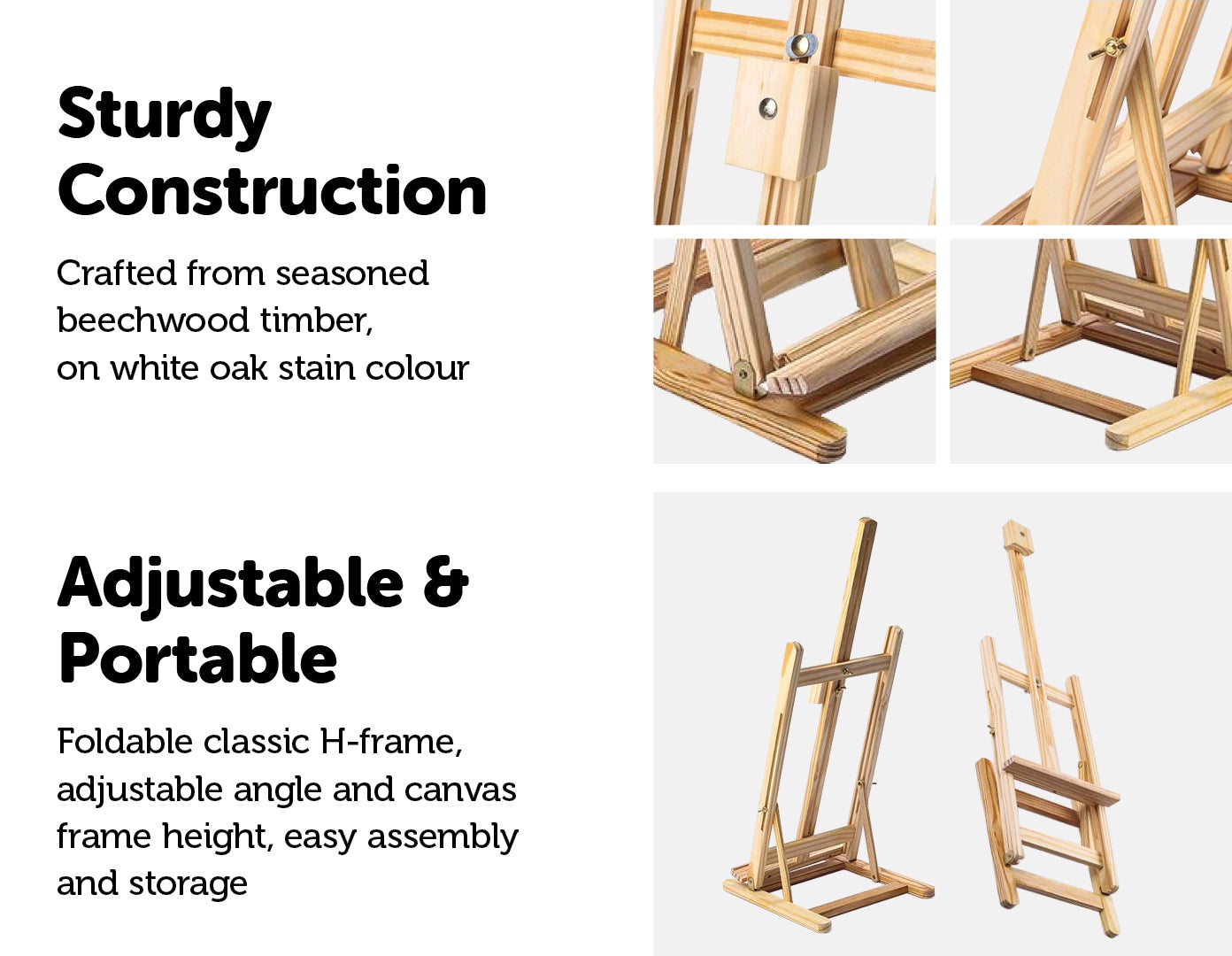 Tabletop Easel Wood Studio H-Frame Artist Art Display Painting Shop Tripod Stand Wedding