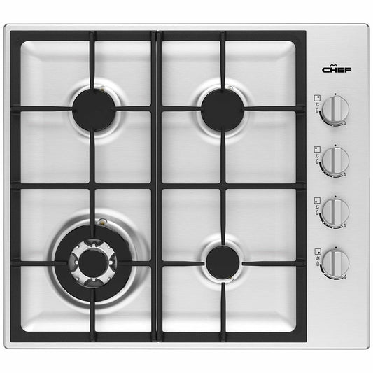 Chef CHG644SC 60cm Natural Gas Stainless Steel Cooktop - Chef New Clearance Stock