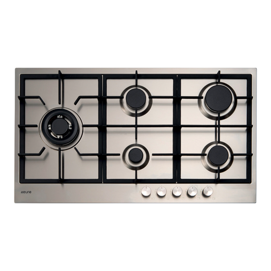 Euro Appliances E90CTWX 90cm 5 Burner Stainless Steel Gas Cooktop