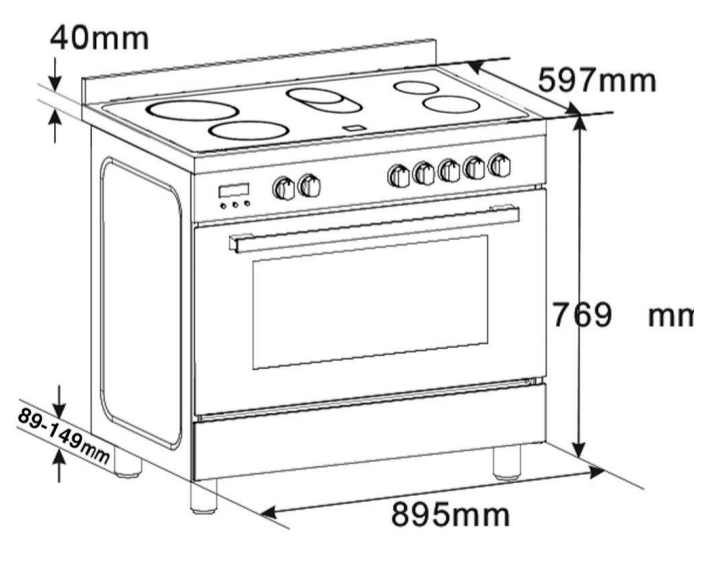 Euro Appliances EV900EESX 90cm Electric Freestanding Oven/Stove