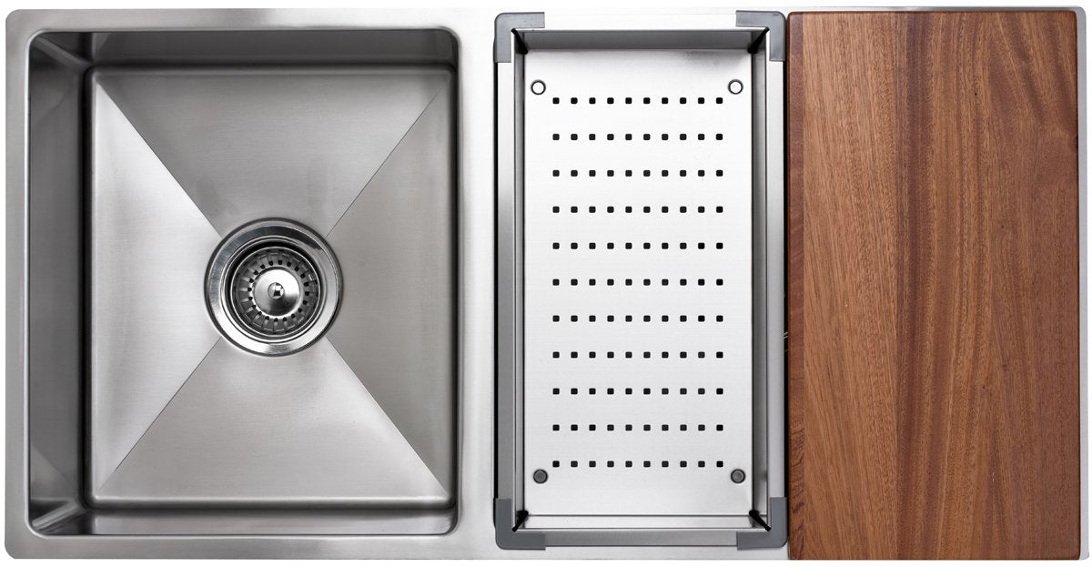 ARC ISKU9S1 Deluxe 1 and 3/4 Bowl Stainless Steel Undermount Sink