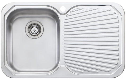 Oliveri PE321 Petite Single Bowl Right Hand Drainer Topmount Sink