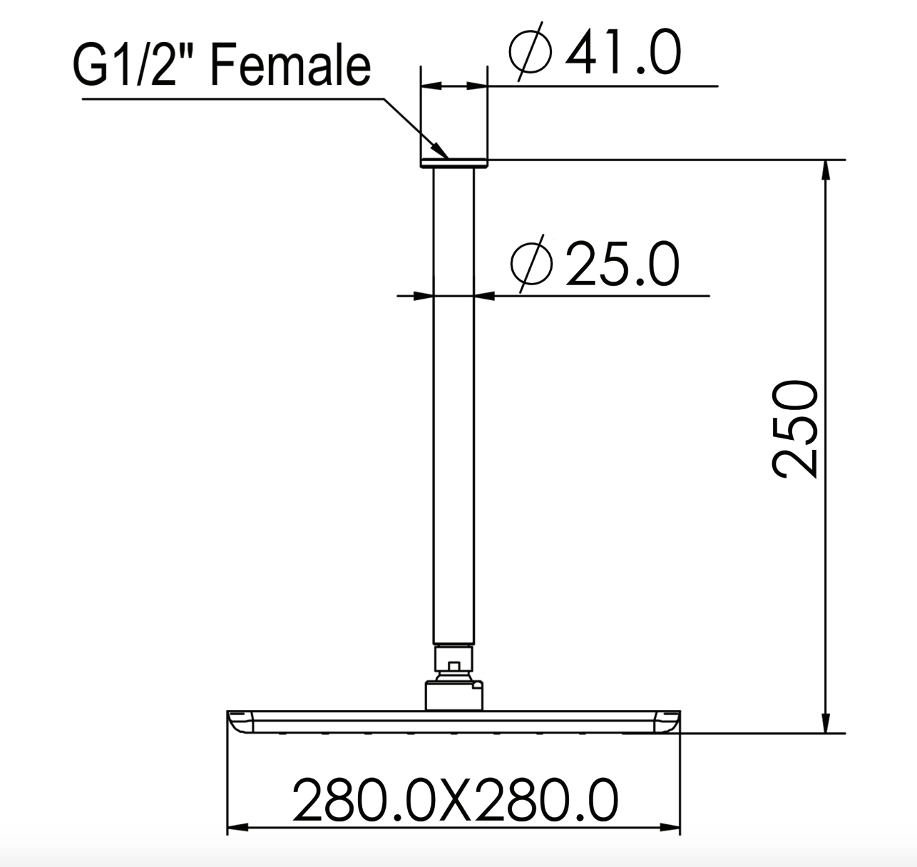 Greens Skyla Ceiling Shower, Matte Black, 186002MB