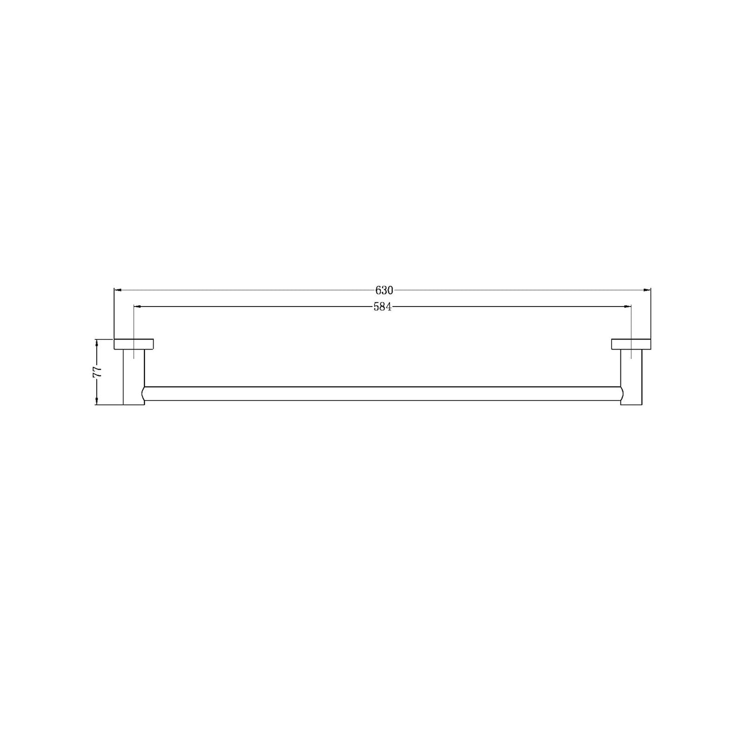 Nero Mecca Single Towel Rail - Brushed Nickel